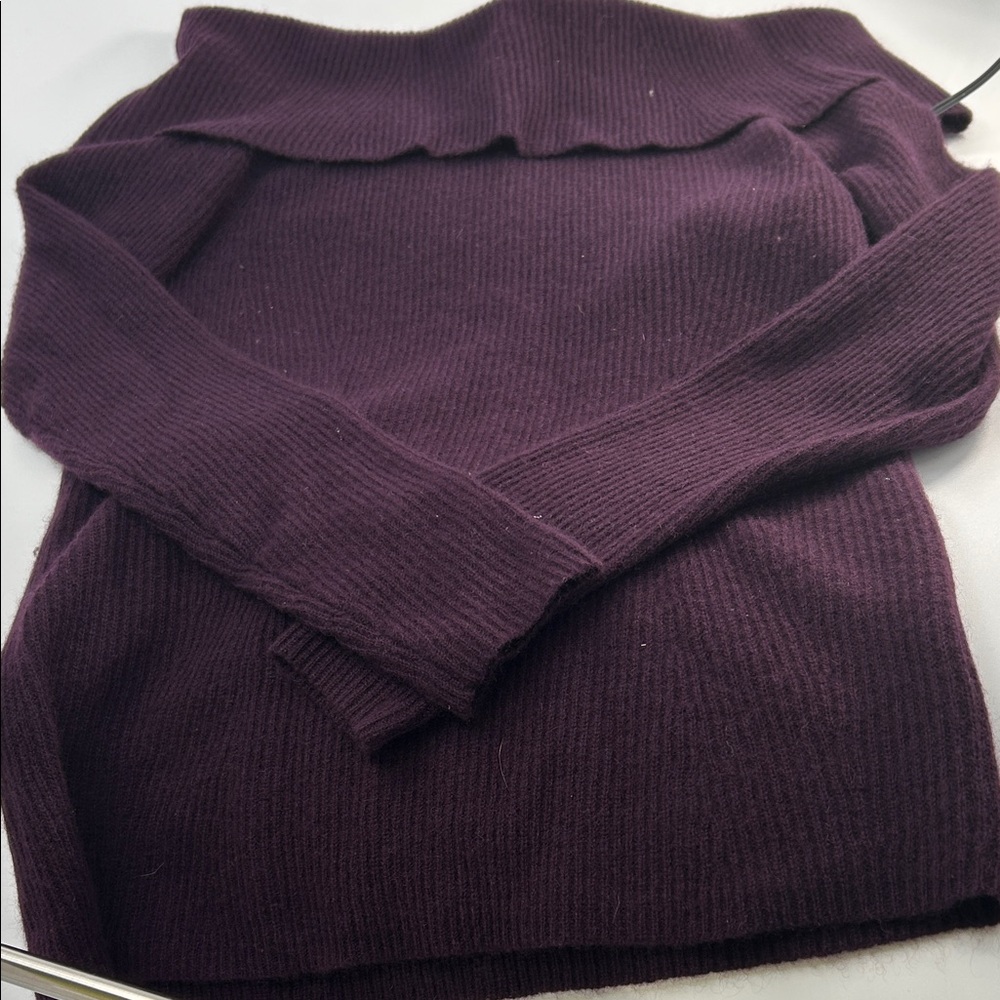 Bloomingdale's Off-the-Shoulder Plum Sweater cashmere - Picture 14 of 16